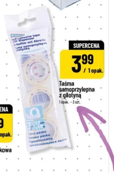 Taśma samoprzylepna z gilotyną Donau 3-pak