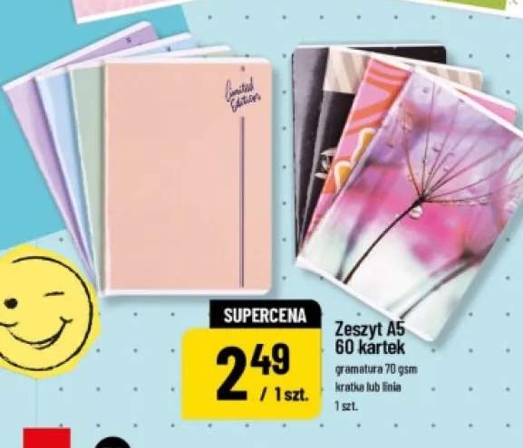 Zeszyt A5 60 kartek 70 gsm kratka +1 wariant