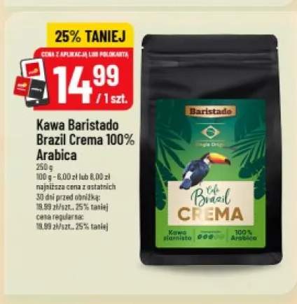 Kawa ziarnista Baristado Brazil Crema 100% Arabica