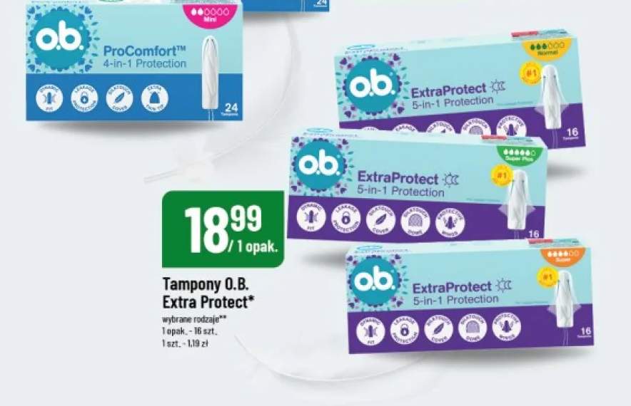 Tampony o.b. ExtraProtect Normal +2 warianty