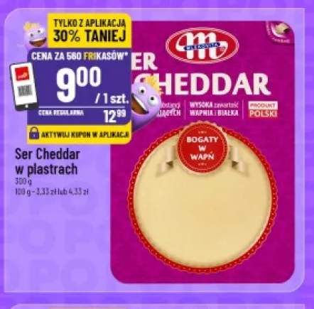 Ser cheddar w plastrach Mlekovita