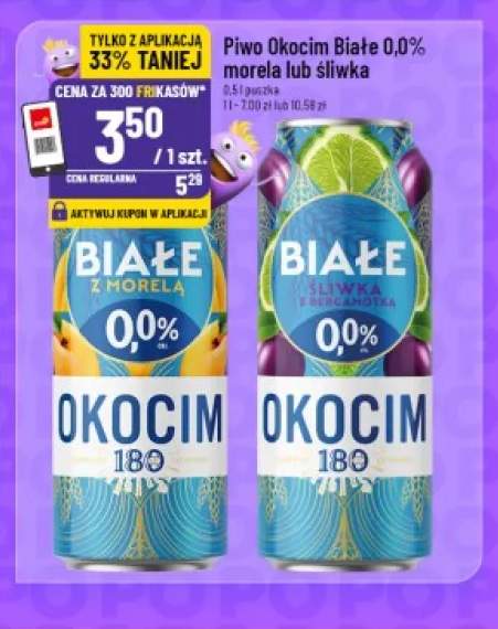 Piwo bezalkoholowe Okocim Białe morela +1 wariant