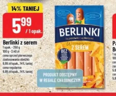 Parówki Berlinki z serem