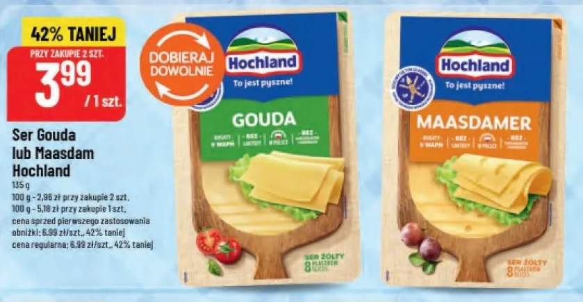 Ser gouda w plastrach Hochland +1 wariant