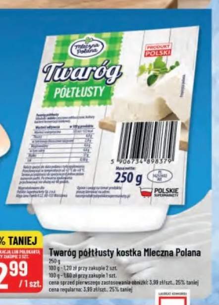Twaróg półtłusty kostka Mleczna Polana