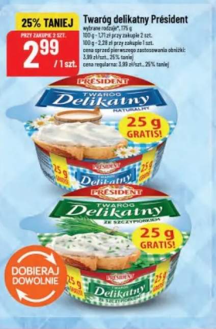 Twaróg delikatny naturalny Président +1 wariant