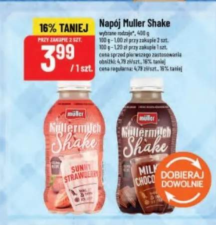 Napój mleczny Müller Shake Sunny Strawberry +1 wariant