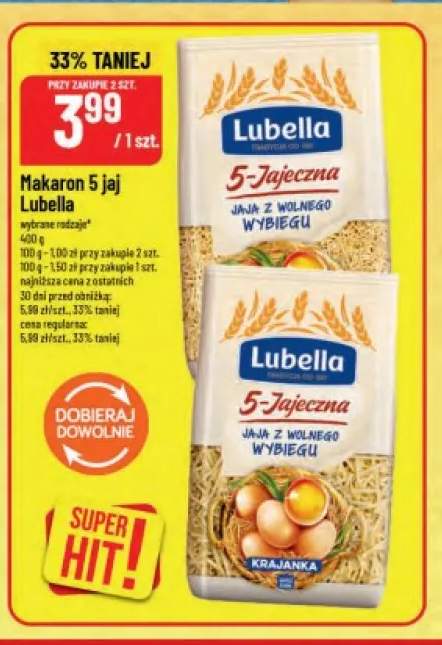 Makaron 5 jaj Krajanka Lubella +1 wariant