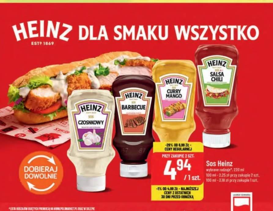 Sos czosnkowy Heinz +3 warianty