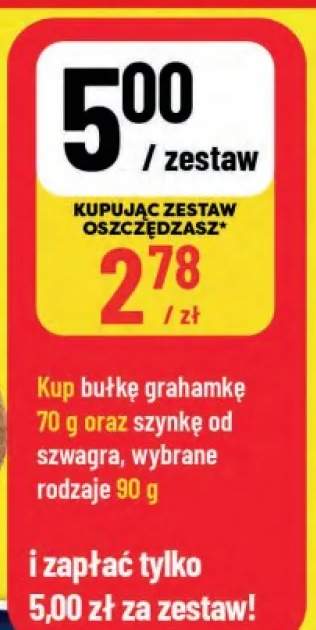 Zestaw bułka grahamka + szynka od szwagra Krakus