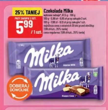 Czekolada Milka Alpine Milk +1 wariant