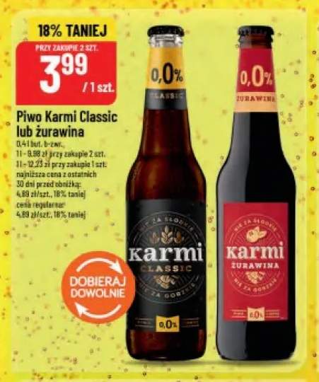 Piwo bezalkoholowe Karmi Classic +1 wariant