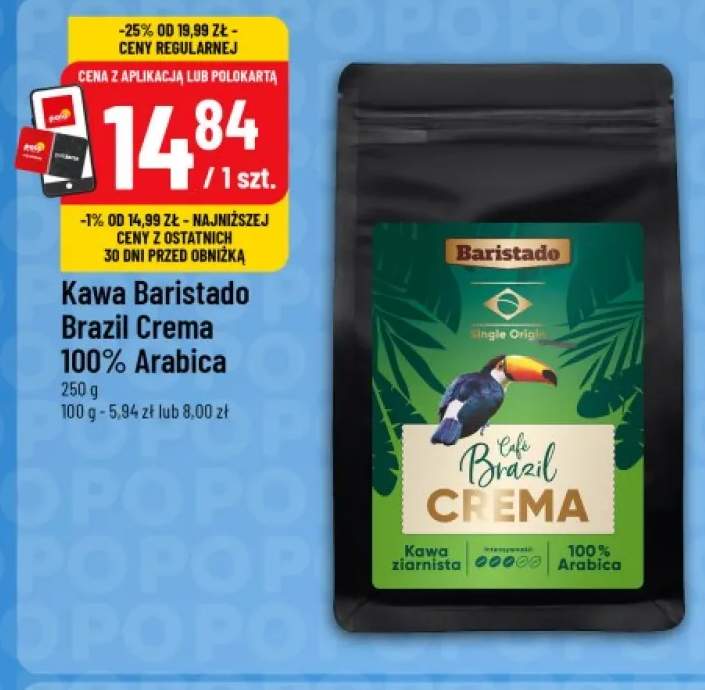 Kawa ziarnista Baristado Brazil Crema 100% Arabica