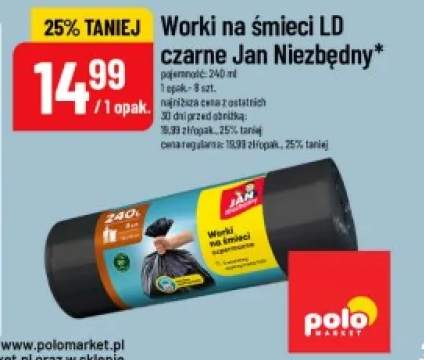 Worki na śmieci LD czarne 240 l Jan Niezbędny