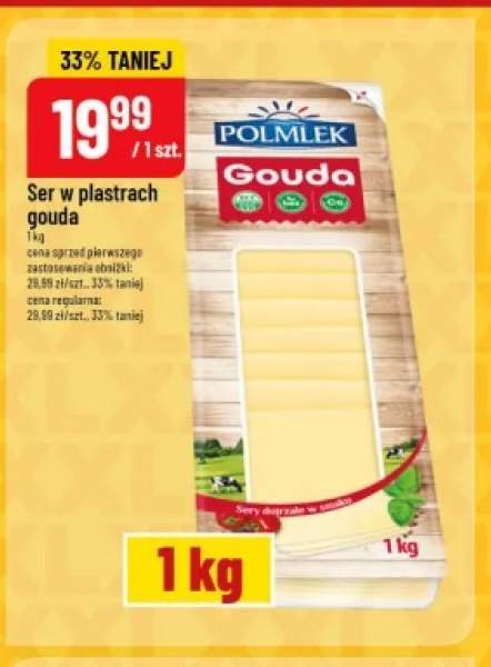 Ser gouda w plastrach Polmlek