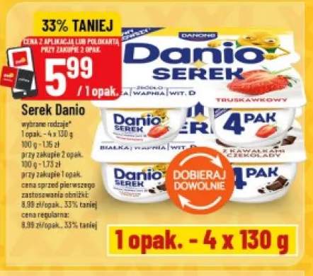 Serek Danio truskawkowy 4-pak Danone +2 warianty