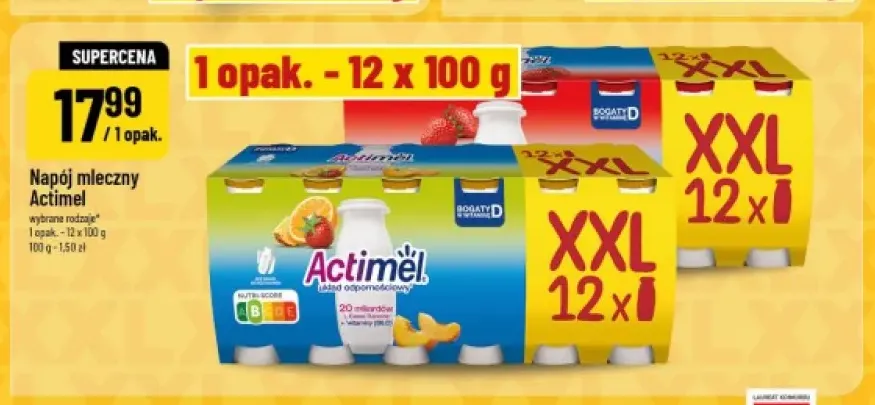 Napój mleczny Actimel wieloowocowy 12-pak Danone +1 wariant