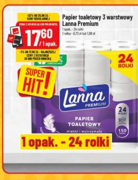 Papier toaletowy 3-warstwowy Lanna Premium 24-pak