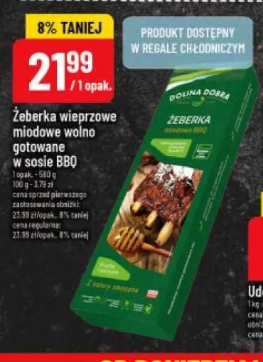 Żeberka wieprzowe miodowe wolno gotowane w sosie BBQ Dolina Dobra