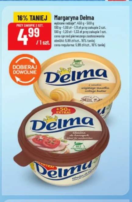 Margaryna Delma o smaku wiejskiego masełka +1 wariant