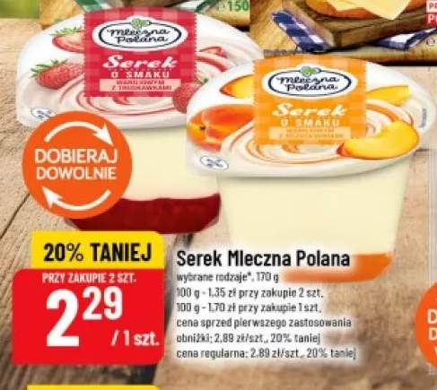 Serek o smaku waniliowym z truskawkami Mleczna Polana +1 wariant