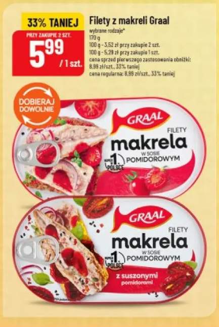 Filety z makreli w sosie pomidorowym Graal +1 wariant