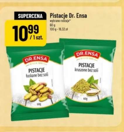 Pistacje łuskane bez soli Dr. Ensa +1 wariant