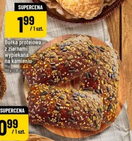 Bułka proteinowa z ziarnami wypiekana na kamieniu