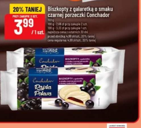 Biszkopty z galaretką o smaku czarnej porzeczki Conchador