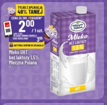 Mleko UHT bez laktozy Mleczna Polana 1,5%