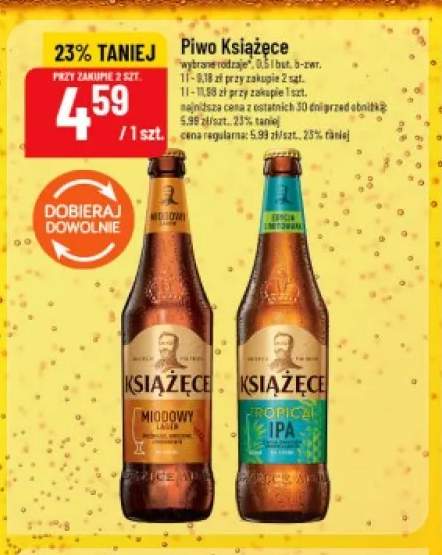 Piwo Książęce Miodowy Lager +1 wariant