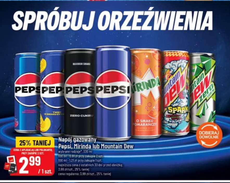 Napój gazowany Pepsi o smaku malinowym +6 wariantów