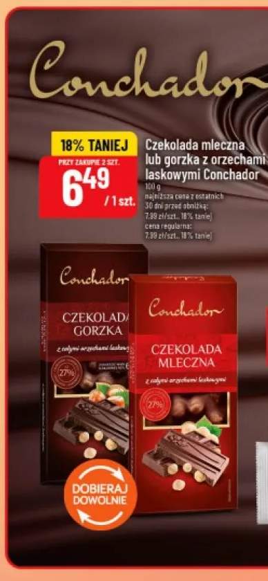 Czekolada mleczna z orzechami laskowymi Conchador +1 wariant