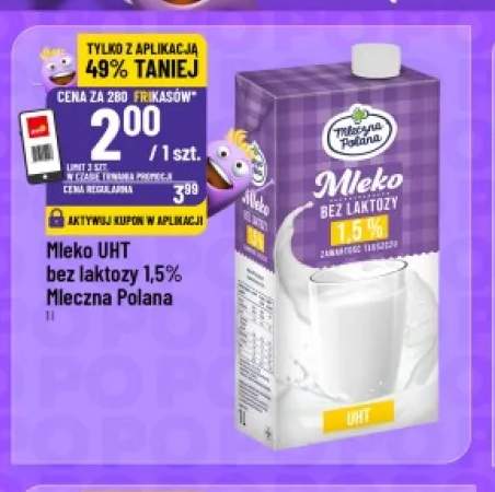 Mleko UHT bez laktozy Mleczna Polana 1,5%