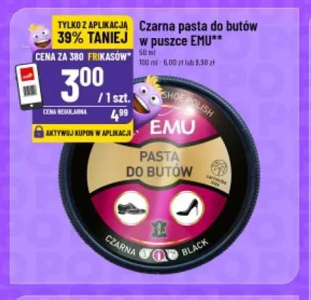 Czarna pasta do butów w puszce Emu