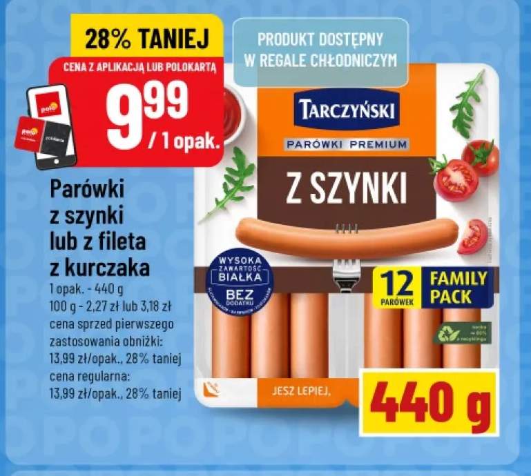 Parówki z szynki Tarczyński +1 wariant