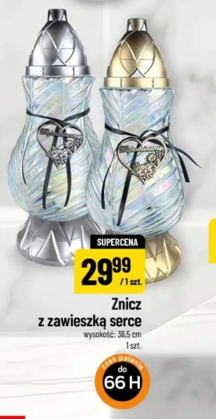 Znicz z zawieszką serce 36,5 cm