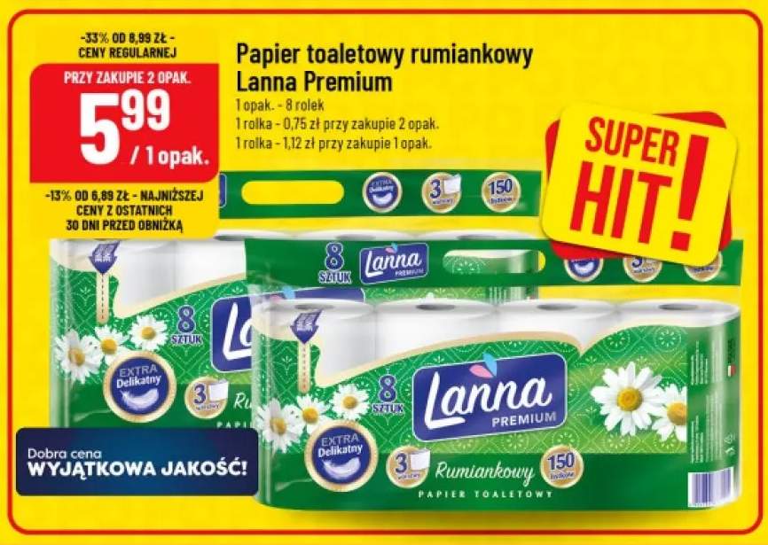 Papier toaletowy rumiankowy Lanna Premium