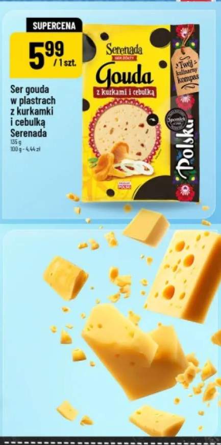 Ser gouda w plastrach z kurkami i cebulką Serenada