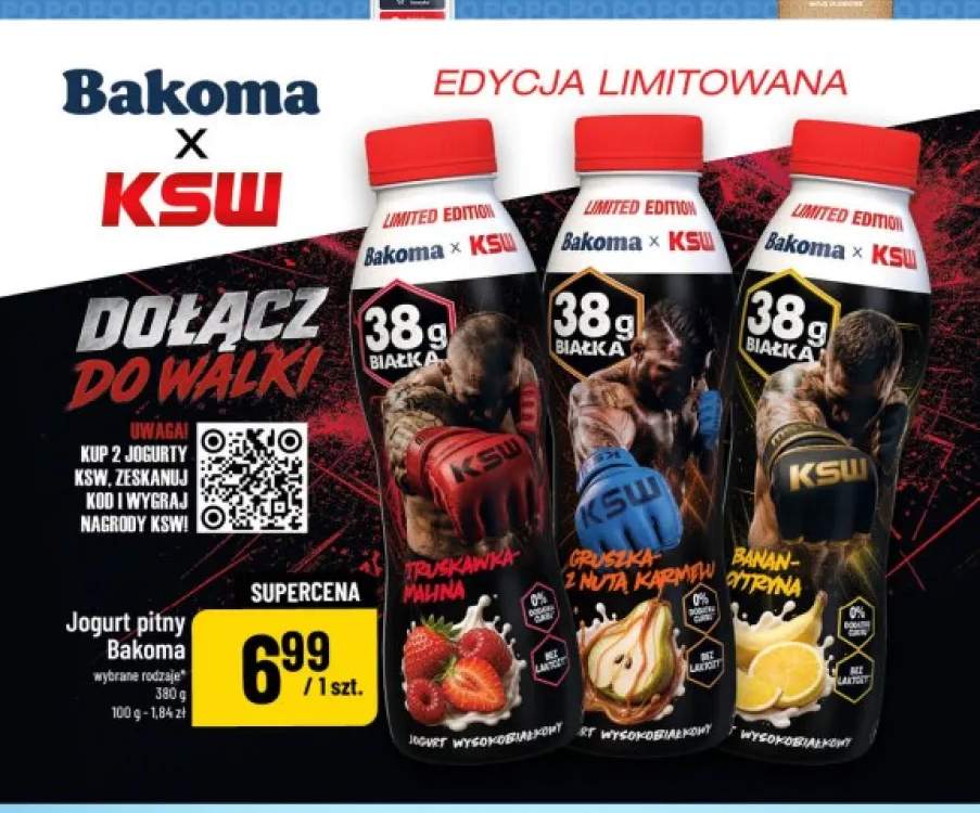 Jogurt pitny Bakoma truskawka-malina +2 warianty