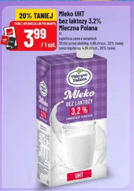 Mleko UHT bez laktozy Mleczna Polana 3,2%