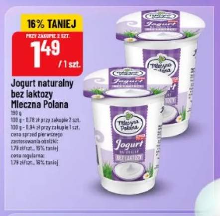 Jogurt naturalny bez laktozy Mleczna Polana