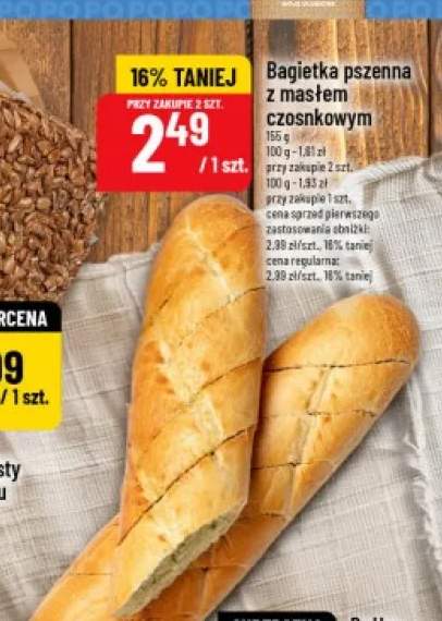 Bagietka pszenna z masłem czosnkowym