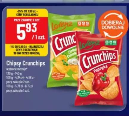 Chipsy Crunchips zielona cebulka +1 wariant