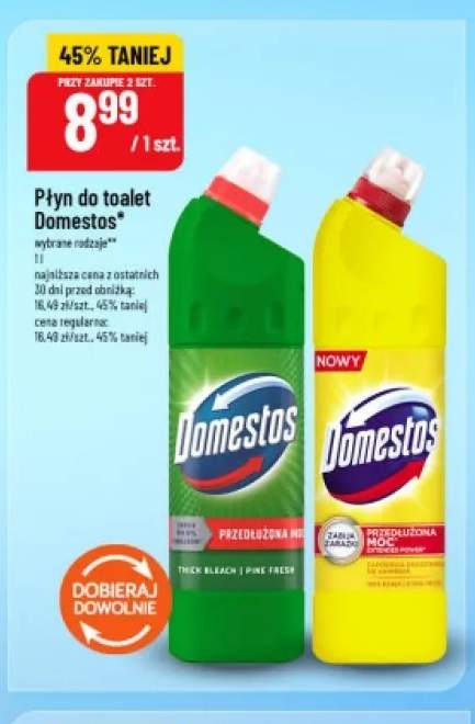 Płyn do toalet Domestos Pine Fresh +1 wariant