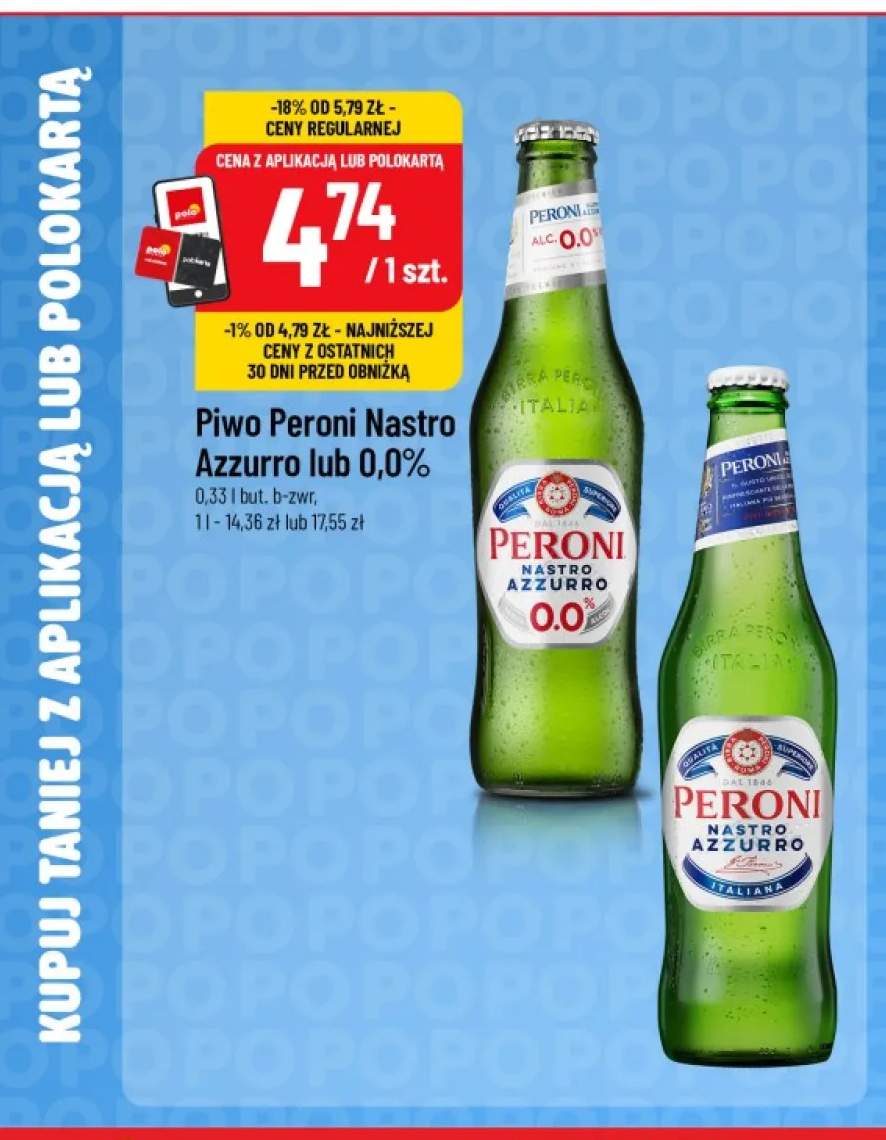 Piwo bezalkoholowe Peroni Nastro Azzurro +1 wariant