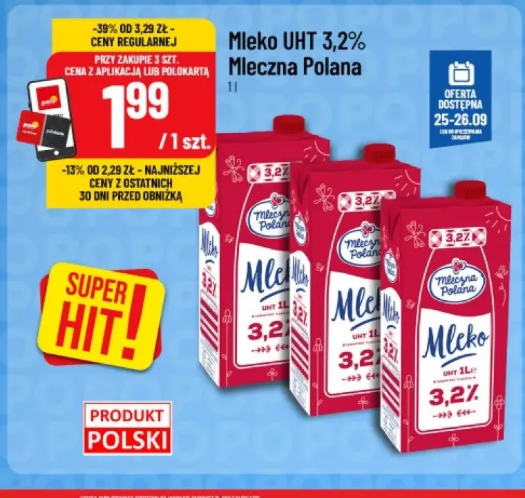 Mleko UHT Mleczna Polana 3,2%