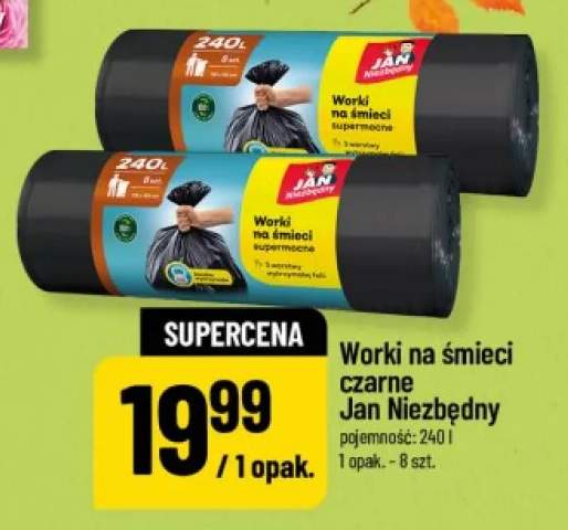Worki na śmieci czarne Jan Niezbędny 240 l