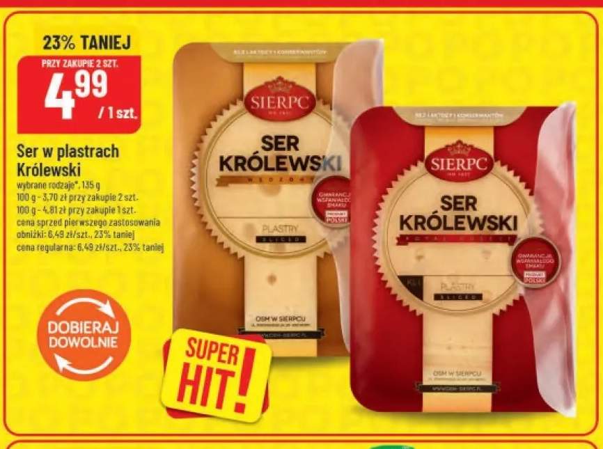 Ser w plastrach Królewski wędzony Sierpc +1 wariant