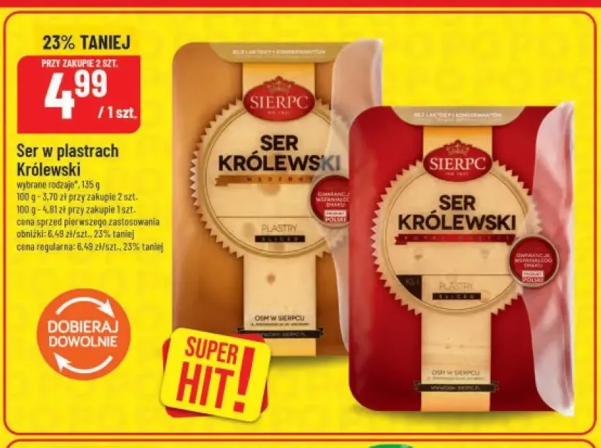 Ser w plastrach Królewski wędzony Sierpc +1 wariant